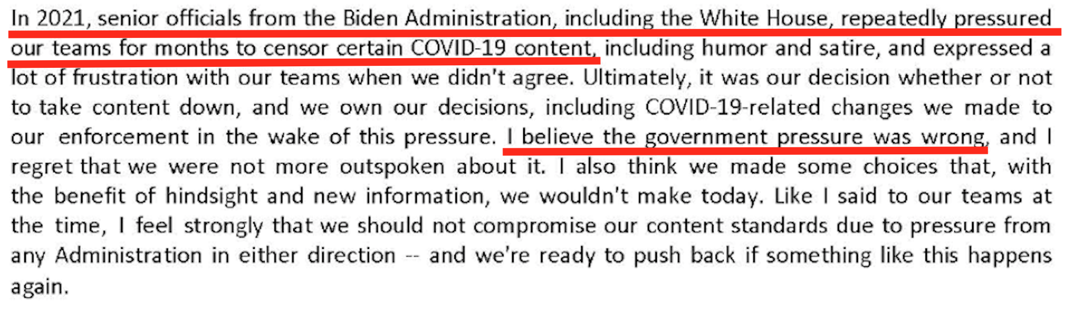 Zuckerberg admits to Government COVID censorship
