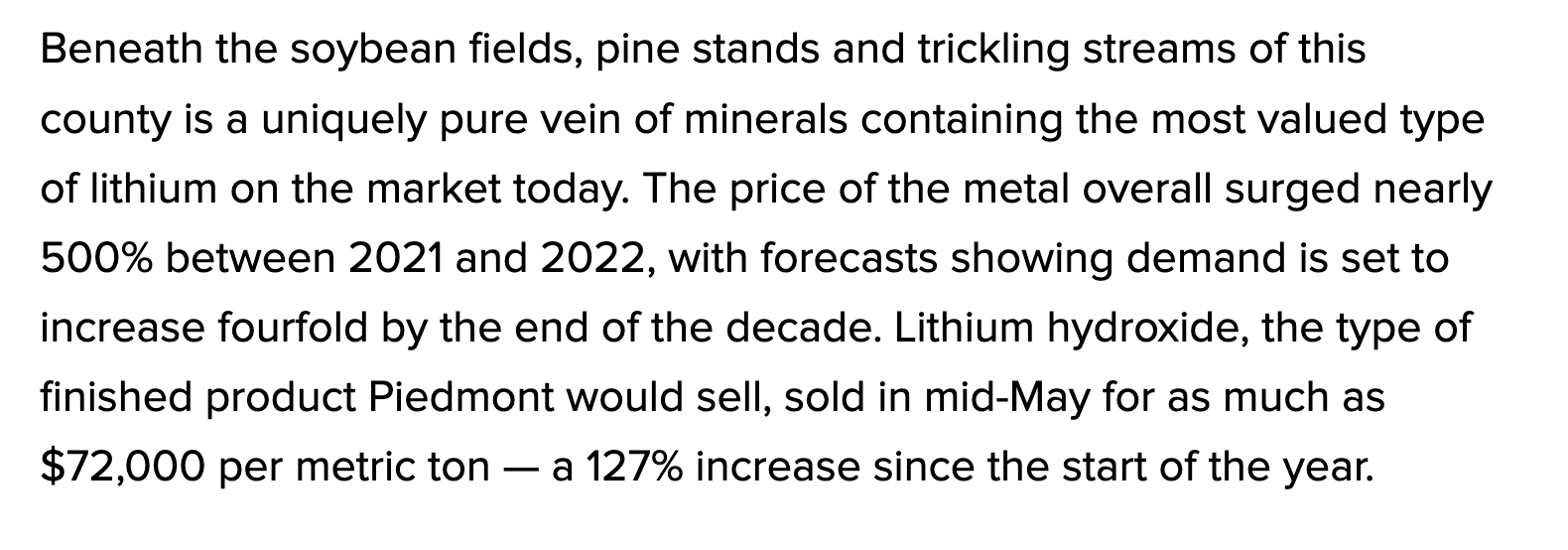Lithium Mines Lithium mines in North Carolina