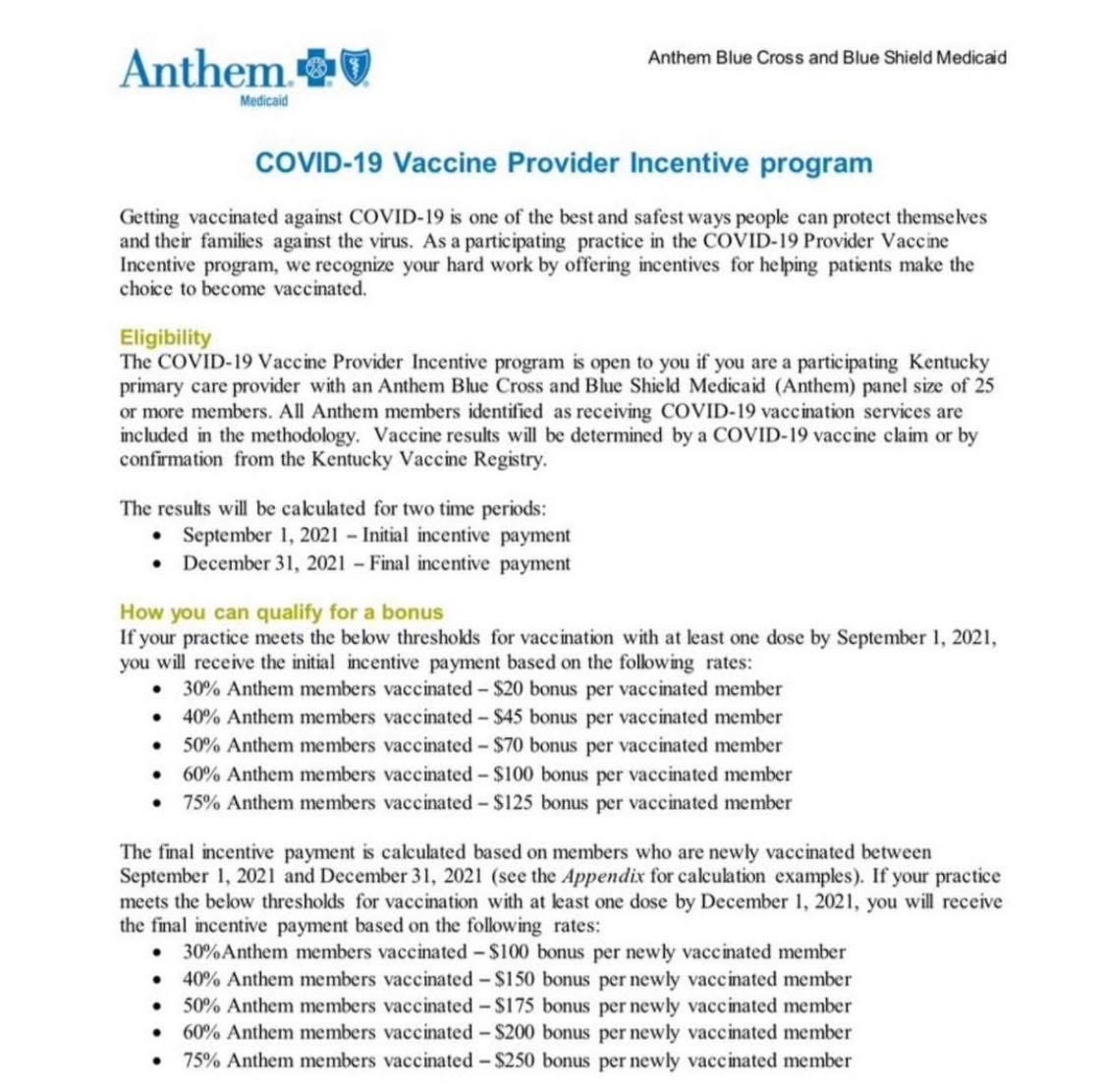 bluecross incentive vax program